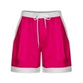thumbnail image 5 of cfhntfmh Athletic Shorts for Women Casual Summer Drawstring Wide Leg Shorts Cute Color Block Pocketed Short Pants, 5 of 5