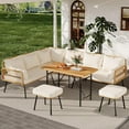 thumbnail image 2 of 6Pcs Outdoor Patio Furniture Set with Table, All-Weather Boho Wicker Rattan Patio Sectional L-Shaped Sofa, Metal Frame, Detachable Cushions, for Patio, Balcony, Backyard, Deck, Beige, 2 of 8