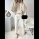 thumbnail image 5 of Suéteres de Cuello Alto de Gran Tamaño para Mujer, Jerseys de Punto Grueso de Larga, Ropa de Moda de Invierno, Otoño Albaricoque L, 5 of 10
