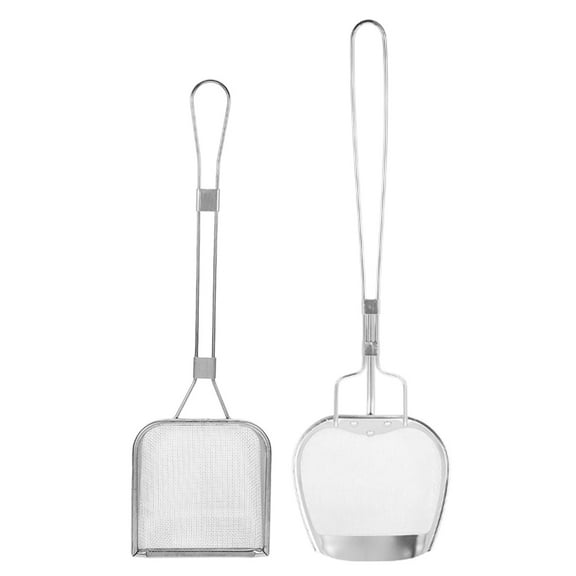 WHAMVOX 2 Pcs Fryer Skimmer Oil Skimmer Deep Fryer Fine Mesh Frying Scoop Stainless Steel Strainer With Long Handle For Kitchen Fried Food