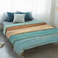 thumbnail image 4 of Farmhouse Aqua Brown Blanket Soft Cozy Warm Throw Blanket for Couch, Plush Fuzzy Flannel Fleece Blankets for Sofa, Vintage Wooden Striped Bed Blankets Lightweight Gifts for Women, 50"x80", 4 of 9