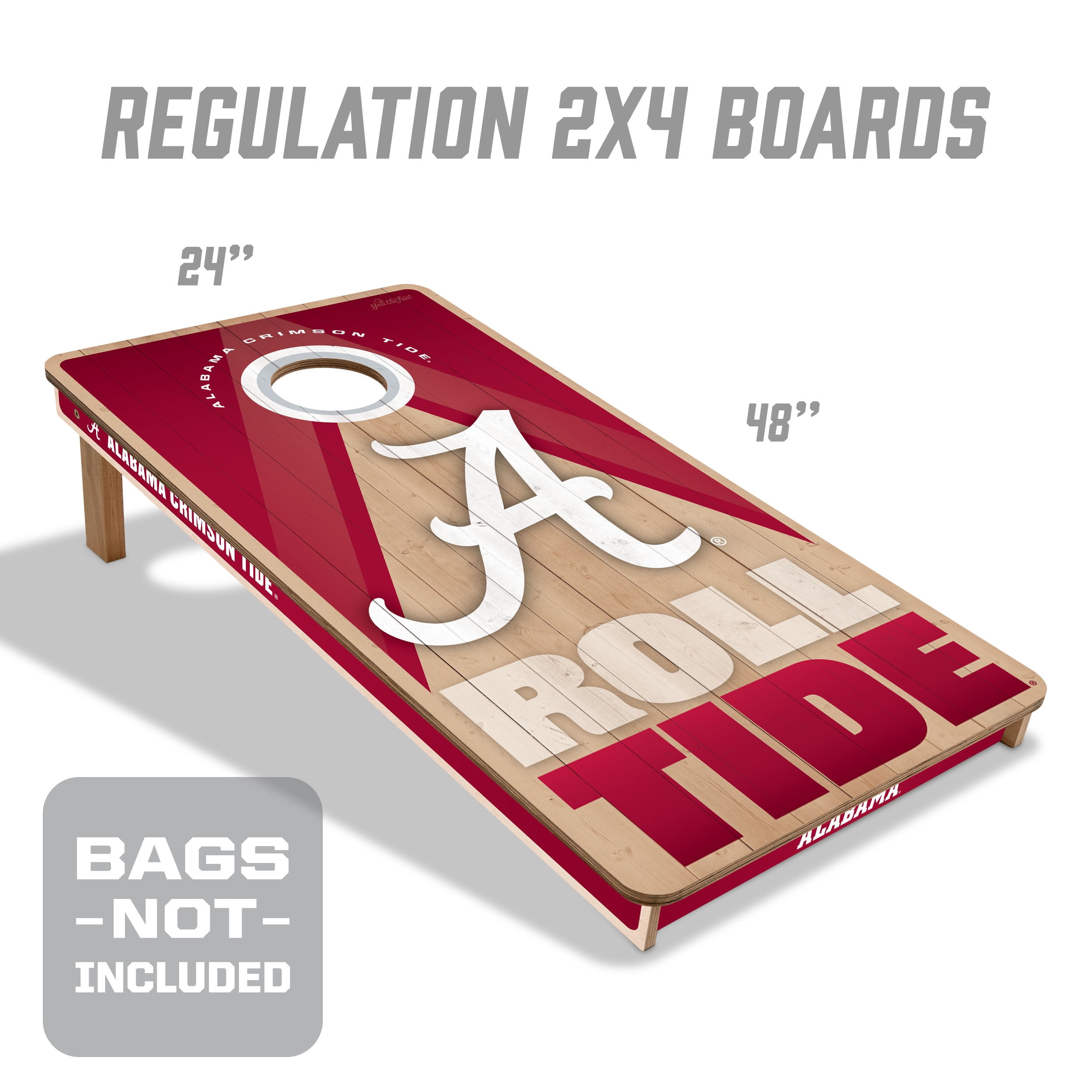 YouTheFan NCAA Alabama Crimson Tide 2X4 Slogan Series Cornhole NO BAGS