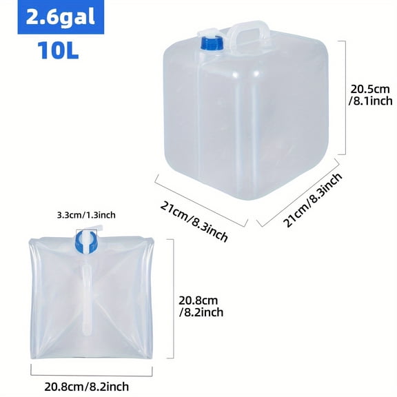 Gallon Collapsible Water Container with Storage Bags, Foldable Cube Water Jugs Portable Water Storage for Outdoors Camping Hiking-10L/2.6Gallon