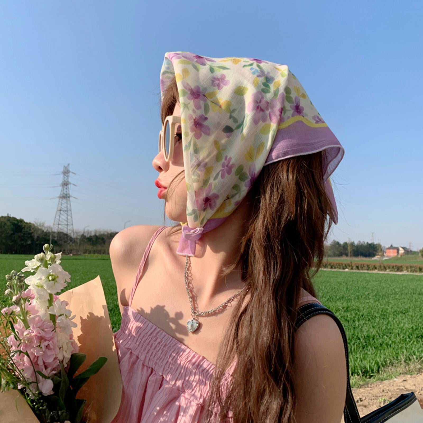 Head Scarf for Women Lightweight Spring Square Scarf Head Bandana