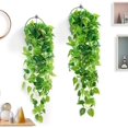 thumbnail image 2 of 2pcs Artificial Green Hanging Split Leaf Leaves, For Wedding Garden Wall Decor (2pcs), 2 of 5