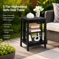Nightstand, 3-Tier Sofa Side Table with Baffles, Round Corners, Black ...