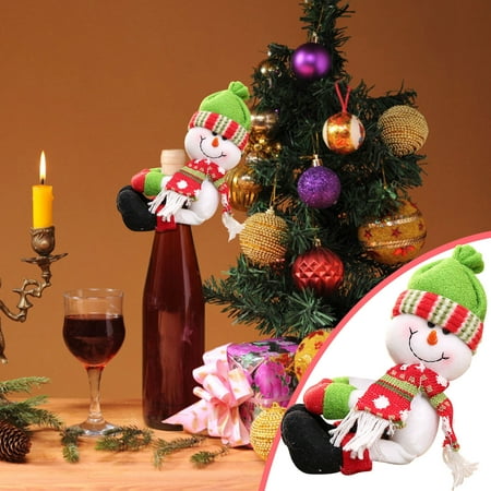 

LnjYIGJ Christmas Home Decorations Santa Snowman Bottle Sleeves Small Wine Bottle Holders Wine Bottle Decorations Christmas Decorations