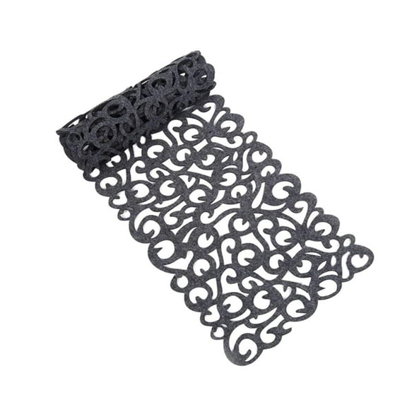 Hollow Placemats Decorations Felt 40x11 inch, Household Rectangle Simple WashableTable Mats, Table Runners for Home Kitchen Holiday Dining Banquet Dark gray