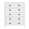 thumbnail image 4 of CorLiving Boston Modern Engineered Wood Tall 5 Drawer Tall Adult Dresser with Interlocking Drawers, White, 4 of 14