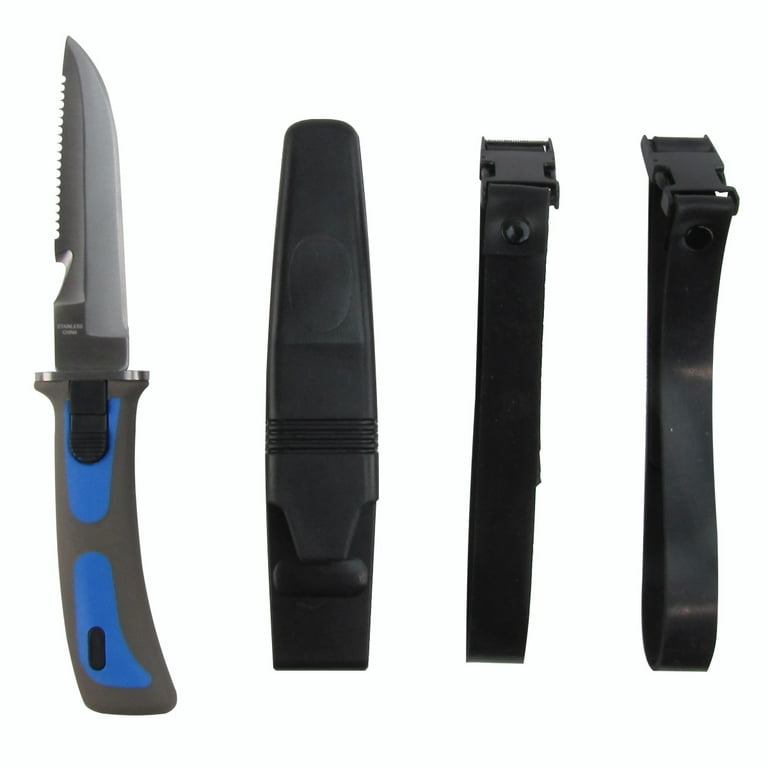 Blue SCUBA Dive Knife/Snorkeling Gear Equipment w/Sheath and Line Cutter Diving Knives Blue SCUBA Dive Knife/Snorkeling Gear Equipment w/Sheath and Line Cutter Diving Knives