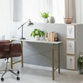 thumbnail image 2 of Teamson Home 40" Bella Home Office Desk with Faux Marble Top and Brass Frame, Faux Marble/Brass, 2 of 10