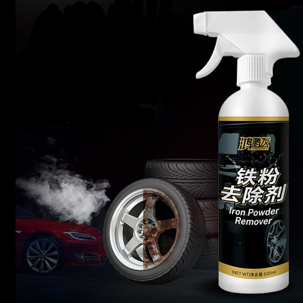 Limpiador de polvo de hierro en aerosol de 500 ml. Eliminador de óxido para autos. Limpia bordes de hierro. Elimina partículas de hierro en neumáticos de automóviles. Úselo antes de usar en motociclet