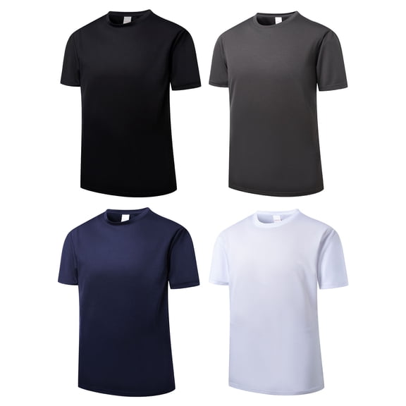 MANSENHUG 4 Pack Men's Dry Fit T Shirts Athletic Running Gym Workout Short Sleeve Tee Shirts for Men