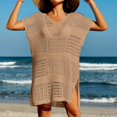 thumbnail image 4 of Womens Cover Ups for Swimwear V Neck Loose Hollow Beach Sun Cover Up Skirt Swimsuit Coverup for Women, 4 of 5