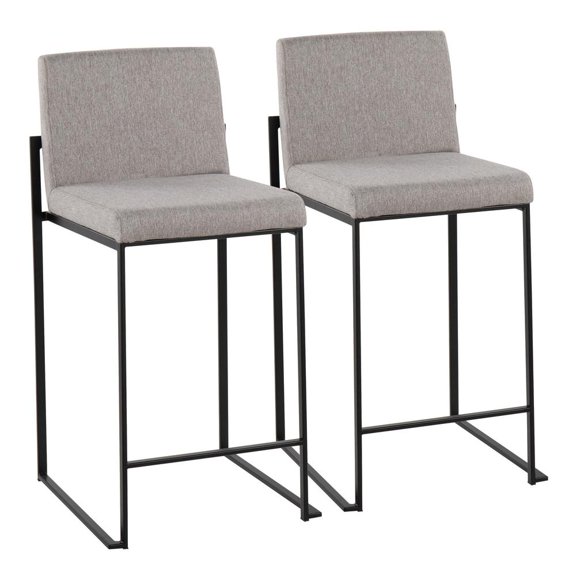 Lumisource Fuji Contemporary High Back Set Of 2 Counter Stool B26-FUJIHB BKFGY2