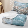 thumbnail image 4 of spefrowx 3D Underwater White Jellyfish Twin Quilt Set for Teens, Pale Aqua Sculpted Spotted Starfish Coral Twin Coverlet Set, 2-Piece, 4 of 7