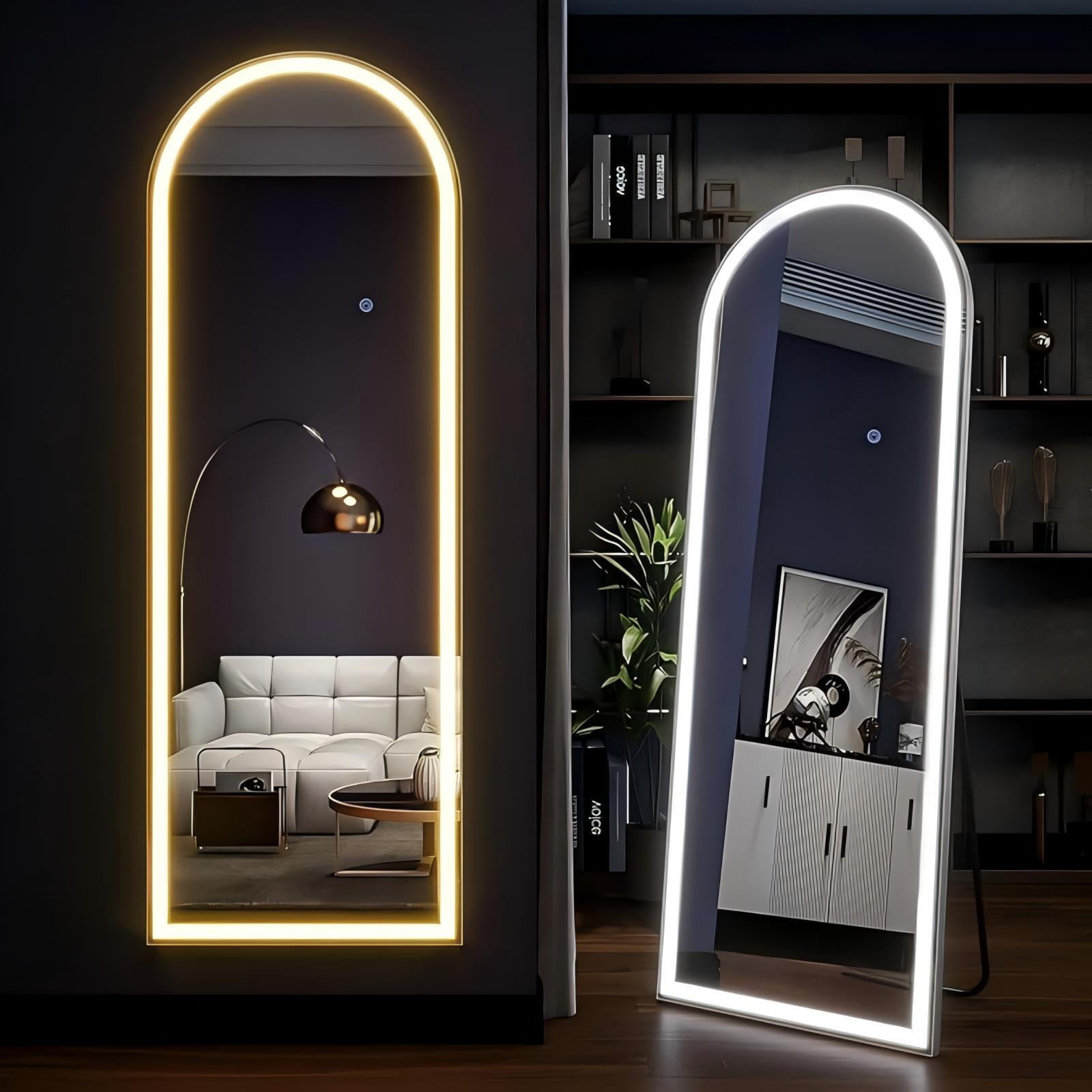 Mirrasia 64" x 21" LED Full Length Mirror Floor Mirror Wall Mounted,White