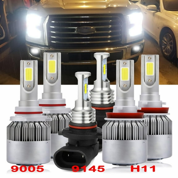 For Ford F-150 2015-2022 Headlights 12000LM 9005 High Beam H11 Low Beam 9145 Fog Light Led Bulbs 6pc