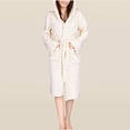 thumbnail image 4 of SwiftWear Women's Hooded Coral Fleece Fluffy Bathrobe Winter Plush Robe with Pockets, Soft Absorbent Spa Robe Cozy Loungewear and Bathroom Use​, White, 4 of 5