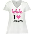 thumbnail image 3 of Inktastic I Love Flamingos Pink Bird Women's Plus Size V-Neck T-Shirt, 3 of 5