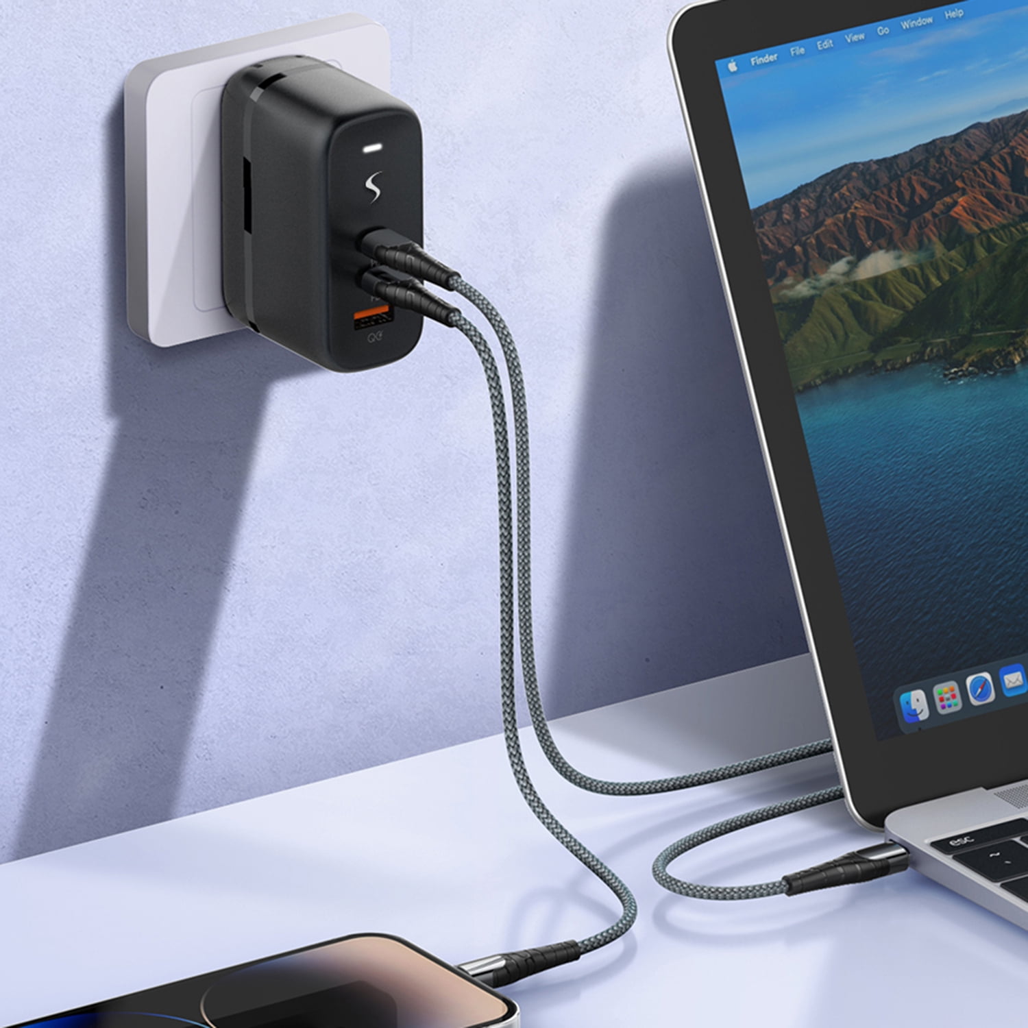 Scapade AirPower 65-Watt PD Multi-USB Travel Charger with International Plugs, S-TPD65