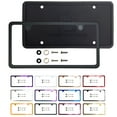 thumbnail image 2 of KA Depot Silicone Back Guard Two Holes Slim License Plate Holder Matte Flat Black License Plate Frame T304 Stainless Steel + Metal Screw Caps, 2 of 9