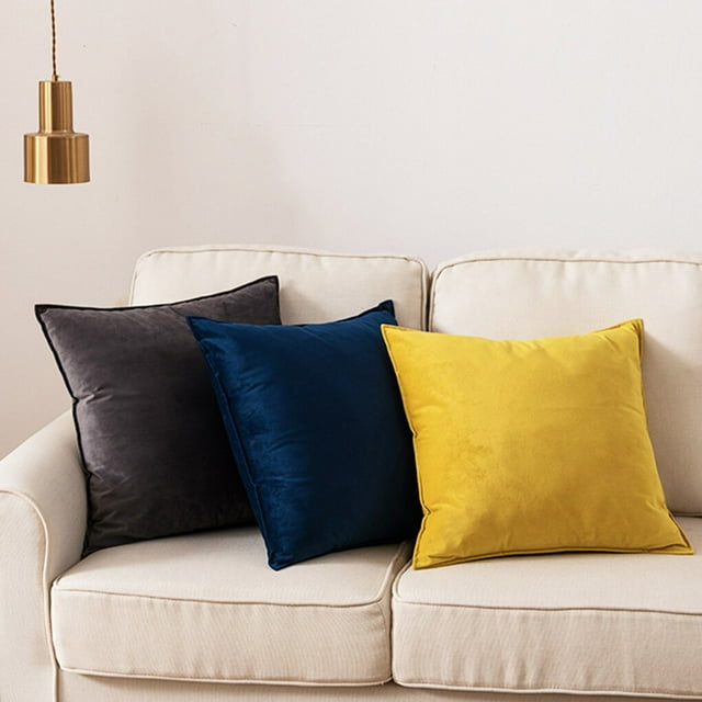 Seat Cushion Cover Solid Color Durable Velvet Zip Attachment Replacement Soft Decorative Reusable Zipper Sofa Pillow Case Accessories Red 40x40cm