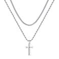 thumbnail image 1 of TINGN Layered Cross Necklace for Men Stainless Steel Cross Necklace Layered Rope Chain Box Chain Cross Pendant Necklace for Men Women, 1 of 6