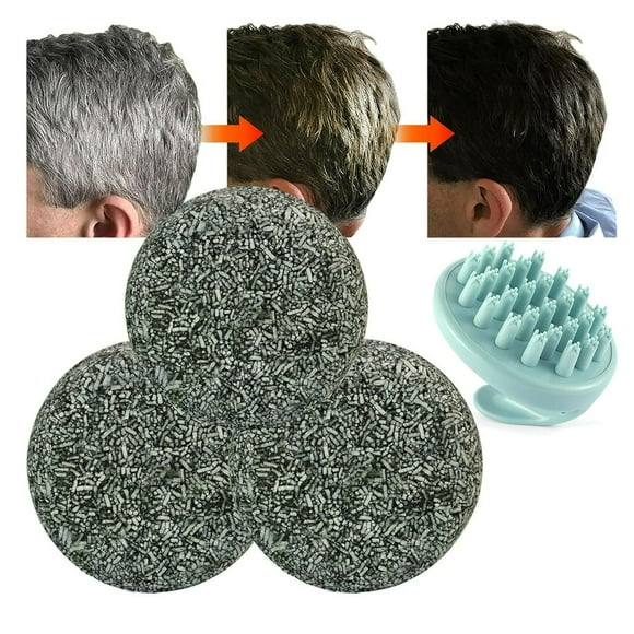 EIMELI Gray Hair Reverse Bar Gray Hair Coverage Soap Natural Grey Hair Removal Soap Hair Darkening Shampoo Bar for Gray Hair Dark Shampoo Bar for Grey Hair for Men Women (3PCS-150g)