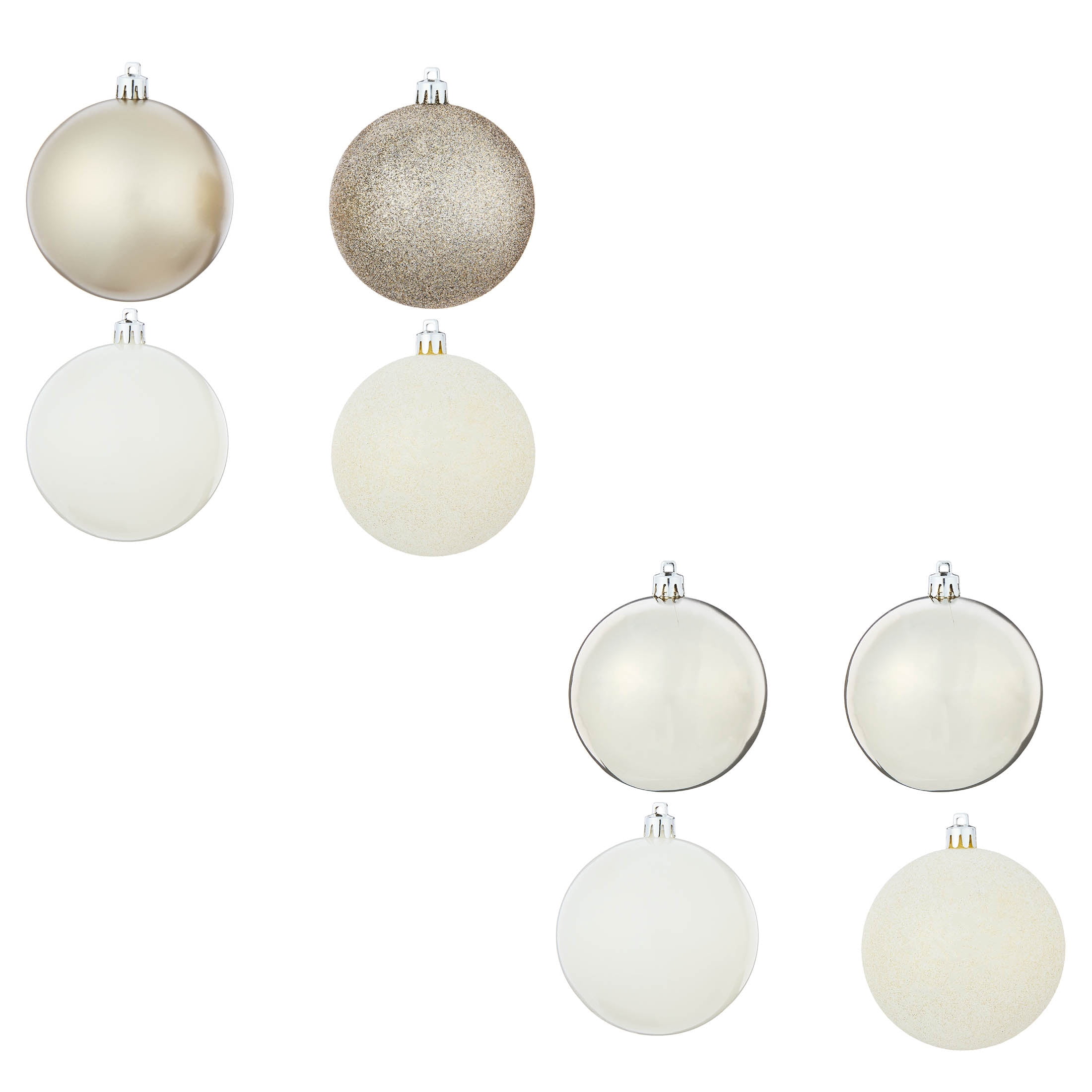 8-Count Champagne and White Ball Shatterproof Christmas Ornaments, 4.5", by Holiday Time