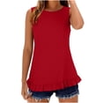 thumbnail image 2 of fatyb Women's Tank Tops Ruffle Hem Sleeveless Tshirts Crewneck Casual Plain Lightweight Summer Blouses, 2 of 6