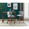thumbnail image 3 of Guyou 26" Swivel Bar Stool Set of 2, Farmhouse Linen Upholstered Counter Height Bar Stools with Wooden Legs and Open Back for Kitchen Island Restaurant Home Bar Bistro, Grey, 3 of 11