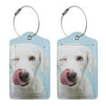 thumbnail image 3 of Disketp 2 Pcs Luggage Tag For Suitcase,Puppy Licks Nose Leather Baggage Tag With Stainless Steel Loop Privacy Cover For Women Men Girls, 3 of 5