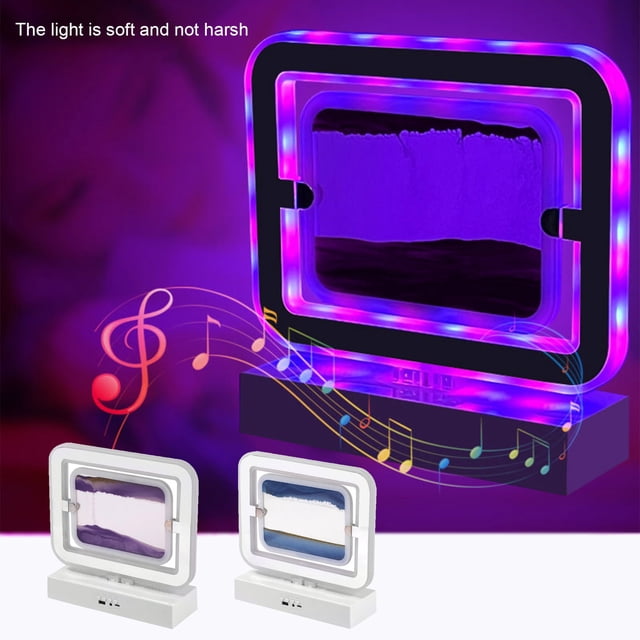 Lámpara RGB Sand Art con altavoz musical - Luz ambiental LED de 7 colores, decoración 3D giratoria 360°, lámpara de escritorio inteligente USB (10,36x10,6 pulgadas)