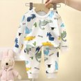 thumbnail image 2 of NOLDARES Boys Cotton Sleepwear Dinosaur Long Sleeve 2 Piece Set Toddler Kids Pjs Soft Comfortable Sleepwear for Boys,Blue,3-4 Y, 2 of 5