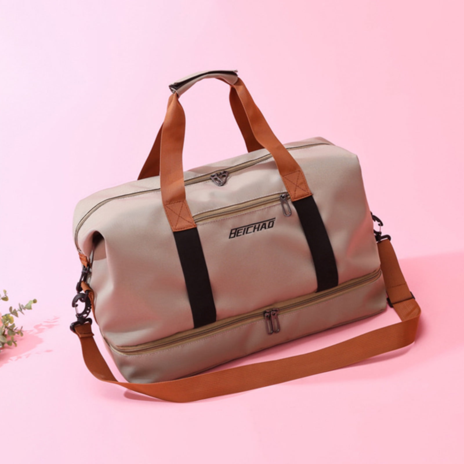 Fall Saving! Tuobarr Gym Tote Bag, Gym Bag for Women and Men, Small Duffel Bag for Sports, Gym, Waterproofing Dufflebag with Shoe and Wet Clothes Compartments, Lightweight Carryon Gymbag Khaki
