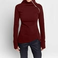 thumbnail image 4 of Scyoekwg Sweatshirts for Women Long Sleeve Tunic Tops Tunic Fall Blouse Pullover Turtleneck Solid Color Casual Shirt Tops Lightweight Long Sleeve Loose Fit Blouses Wine XL, 4 of 9