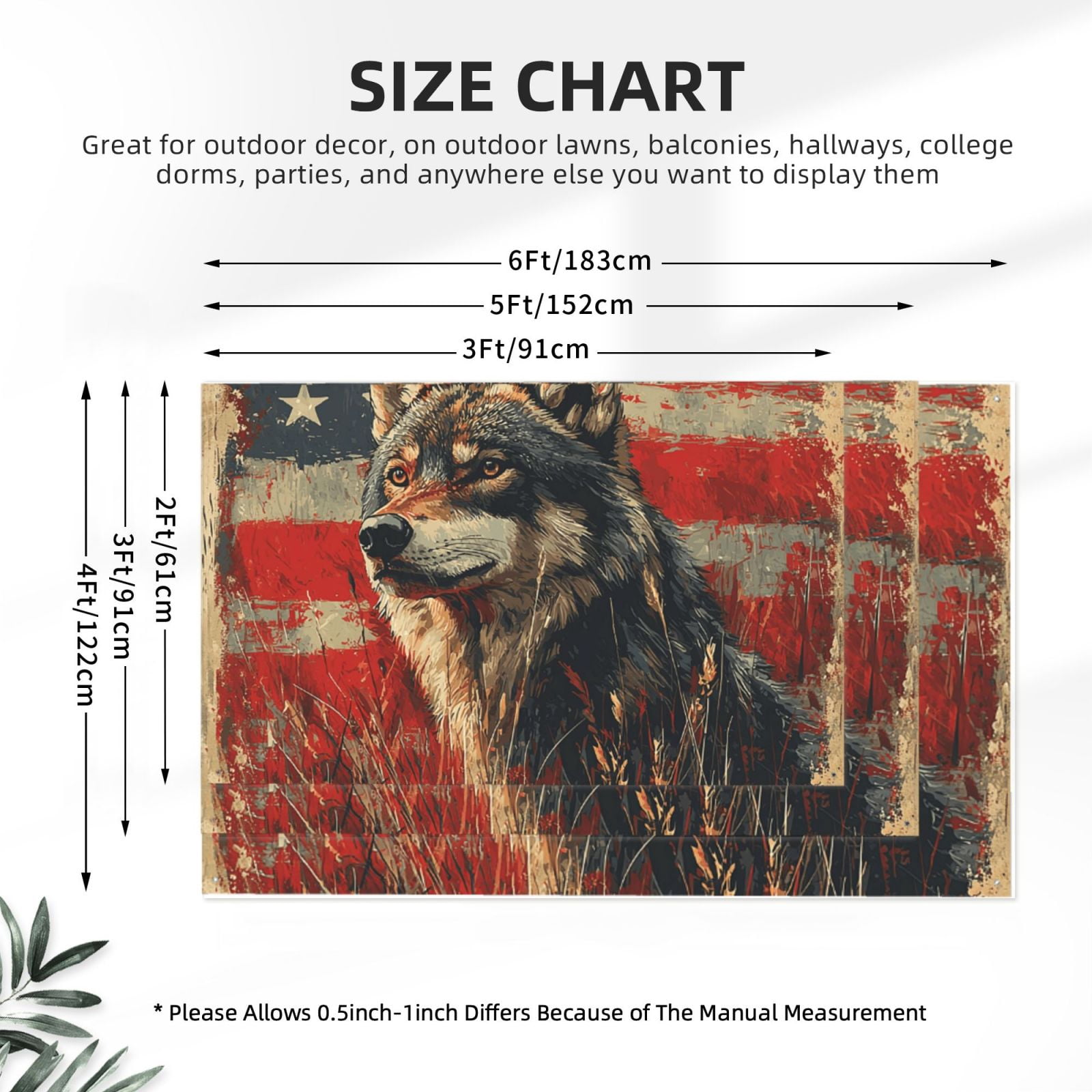 Wolf Hunting Retro USA Flag Four Hole Decorated Banner Flag for Garden Yard Home Decoration Indoor Outdoor 4x6 Ft