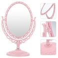thumbnail image 4 of Tabletop Vanity Mirror Double-Sided Magnifying Makeup Mirror with 360 Degree Rotation (Oval, Pink), 4 of 7
