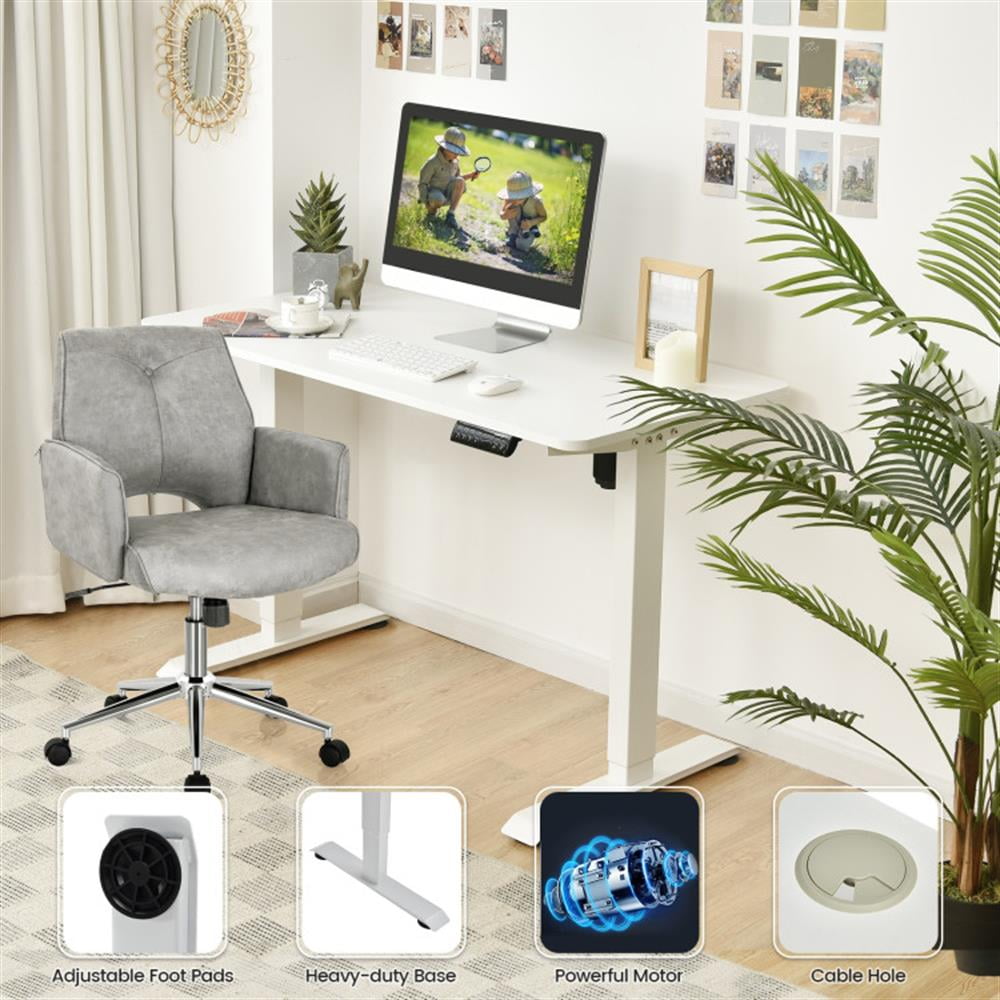 Demi Bonn Electric Height Adjustable Standing Desk with Memory Controller, Small Home Computer Desk Study Writing Table, White