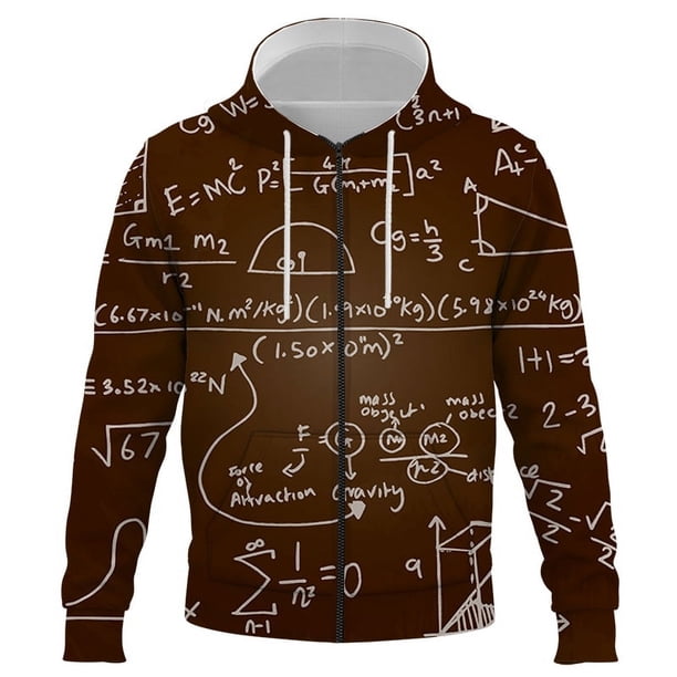Sudadera con capucha y cremallera para hombre, estilo callejero, hip hop, con fórmula química, estampado 3D, informal, holgada, para primavera y otoño