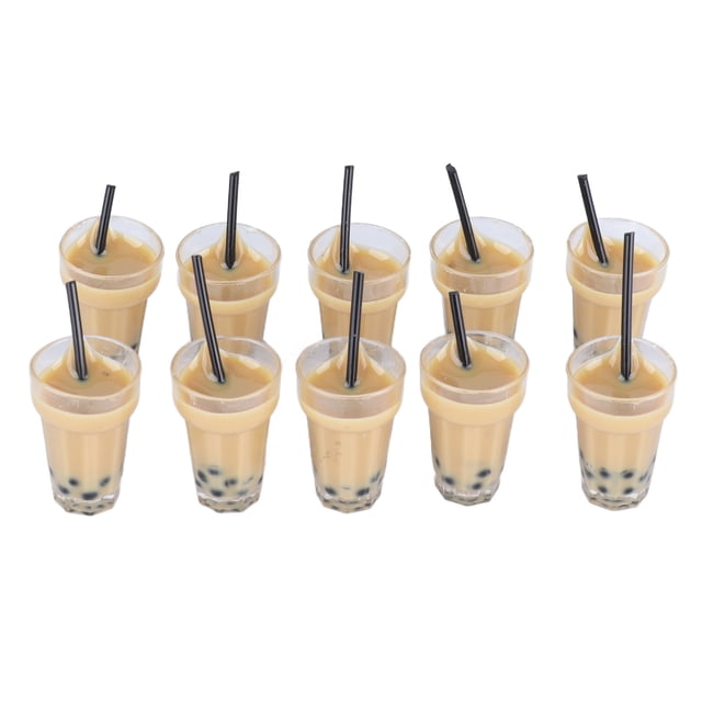 Accesorios para escenas de vida en casas de muñecas, 10 piezas de mini amuletos de té con leche en miniatura, suministros para casas de muñecas, artesanía excepcional