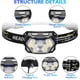 thumbnail image 2 of Linterna frontal LED (1 pieza), linterna frontal recargable USB C, luz roja y sensor de movimiento, 7 modos, IPX5 impermeable para niños y adultos Campi, 2 of 5