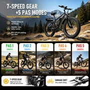 AMYET EB26 Electric Bike for Adults, 750W 28MPH Class 3, 48V 15Ah, 26 Fat Tire E-Mountain Bike, UL2849