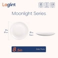 thumbnail image 6 of LaGlint 8.5 inch Salad Plate Set of 6, Lightweight Opal Glass Round White Plates for Appetizer Dessert Kitchen, Dishwasher and Microwave Safe, Hand Painted Navy Blue Rim, 6 of 7