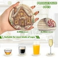 thumbnail image 3 of Gingerbread House Cookies Trees 6 Pcs Drink Coasters with Holder Absorbent Coasters Woven Coasters for Drinks Table Desk Protection Home Decor, 3 of 7