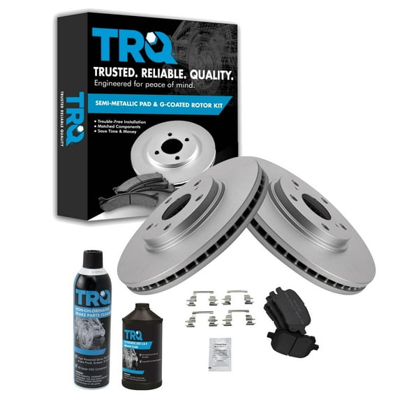 TRQ Front Semi Metallic Brake Pad & Coated Rotor Kit w/Fluids for Lexus RX300 BKA23955