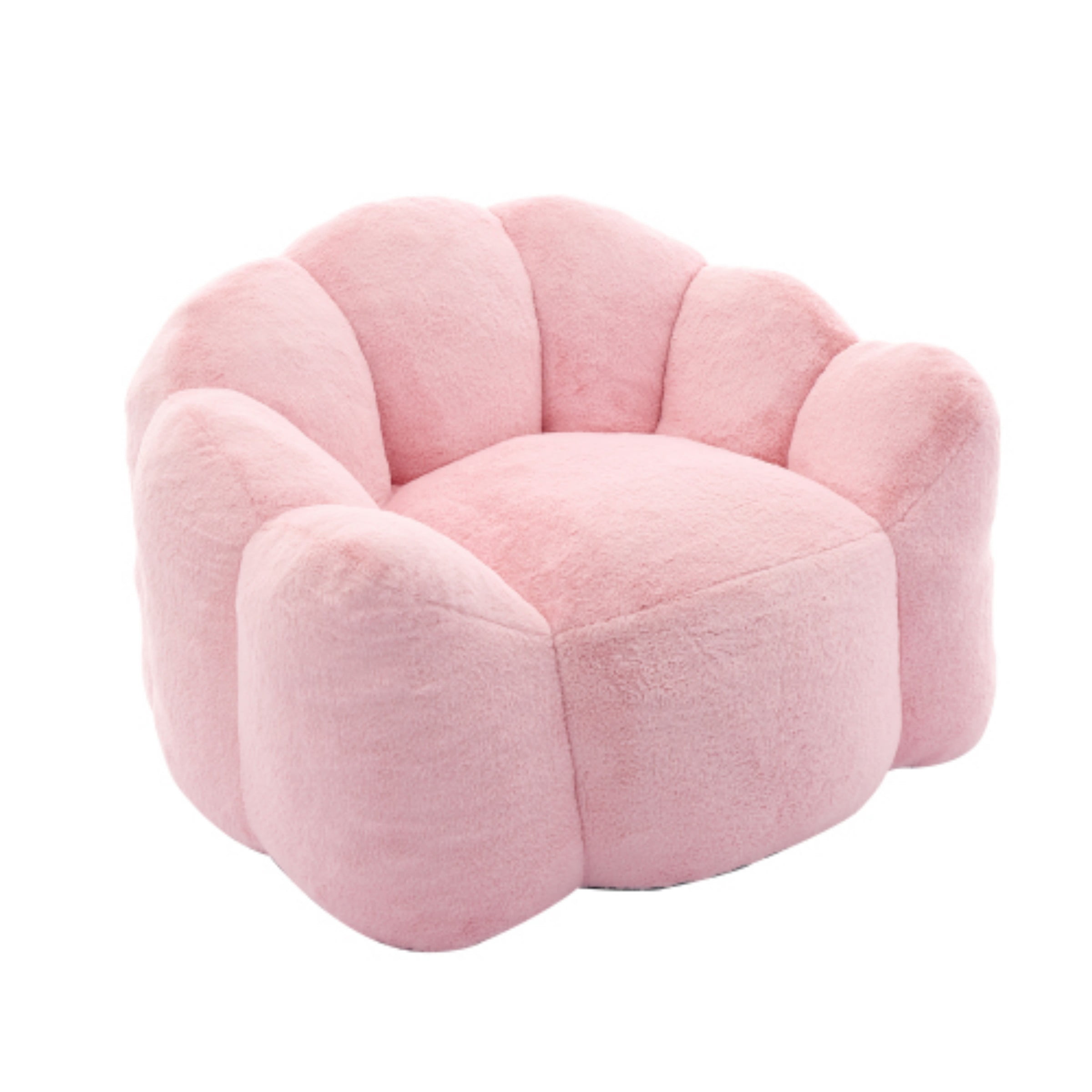 Lotus Bean Bag Sofa Chair for Adults, Memory Foam Lounge Chair with Pull Ring, Lazy Floor Sofa for Living Room Bedroom, Pink
