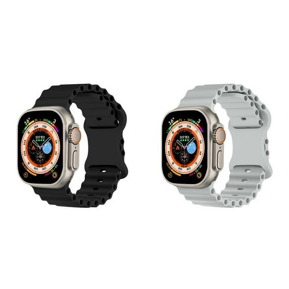 BRADCET Silicone Ocean Band for Apple Watch Bands 49mm 44mm 45mm 38mm 40mm 41mm Men Women, Adjustable Sport Band Strap Wristband for Replacement iWatch Series Ultra 8 7 SE 6 5 4 3 2 1 Accessories