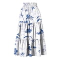 thumbnail image 7 of Women's Bohemian Maxi Skirt, Floral Print Drawstring High Waist Tiered Skirt, Lightweight Flowy Skirt for Festival, Beach Vacation and Summer,White,2XL, 7 of 7